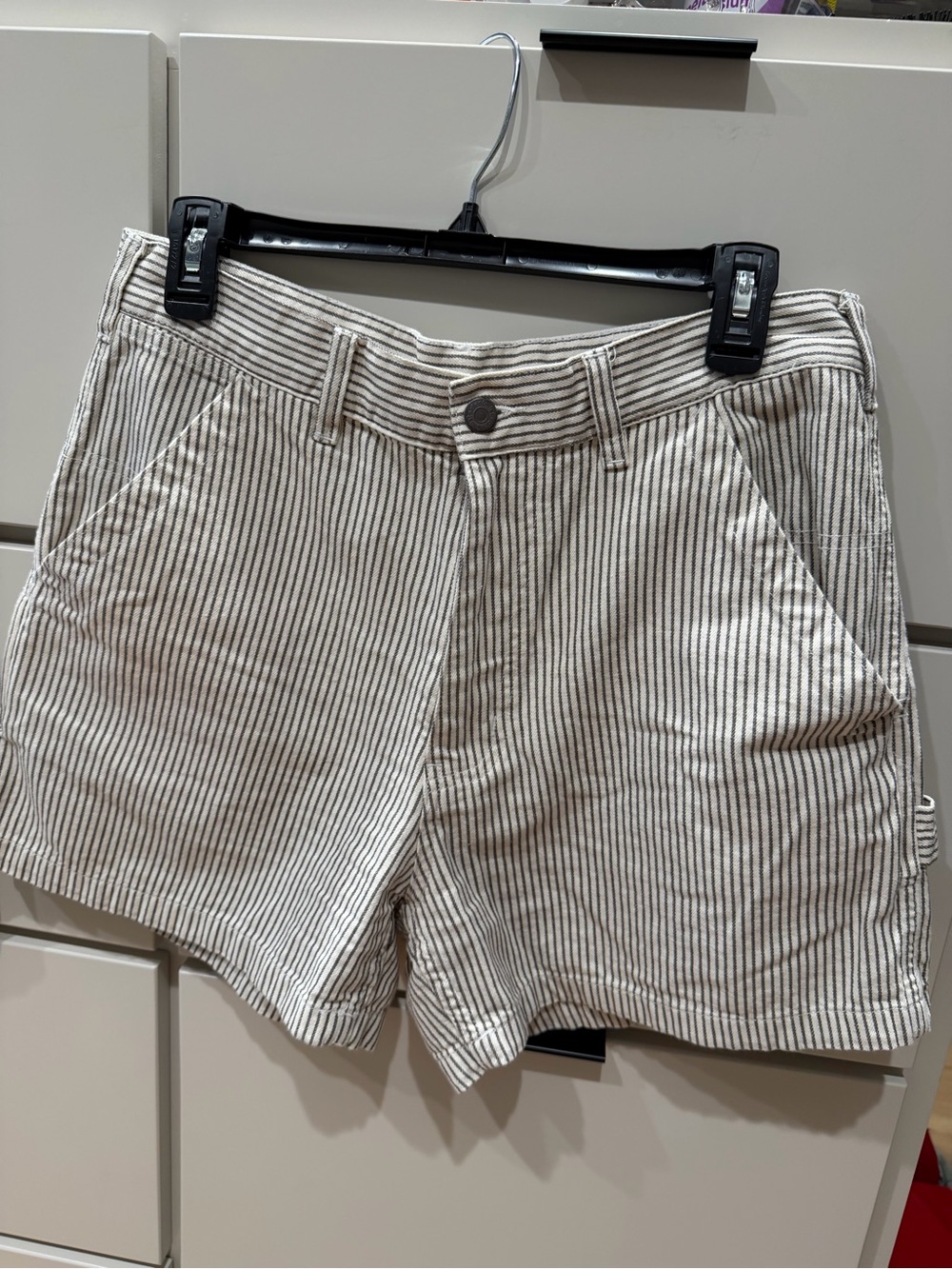 Striped Cotton Blend Women’s Shorts - Cream/Black